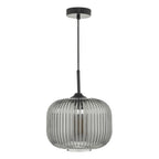 Demarius 1 Light Pendant Black and Smoked Glass<br>Smoked Glass