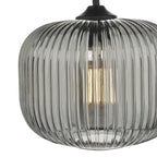 Demarius 1 Light Pendant Black and Smoked Glass<br>Smoked Glass