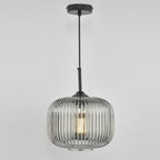 Demarius 1 Light Pendant Black and Smoked Glass<br>Smoked Glass