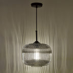 Demarius 1 Light Pendant Black and Smoked Glass<br>Smoked Glass