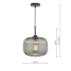 Demarius 1 Light Pendant Black and Smoked Glass<br>Smoked Glass