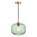 Demarius 1 Light Pendant Green Glass Bronze Detail<br>Green Ribbed Glass