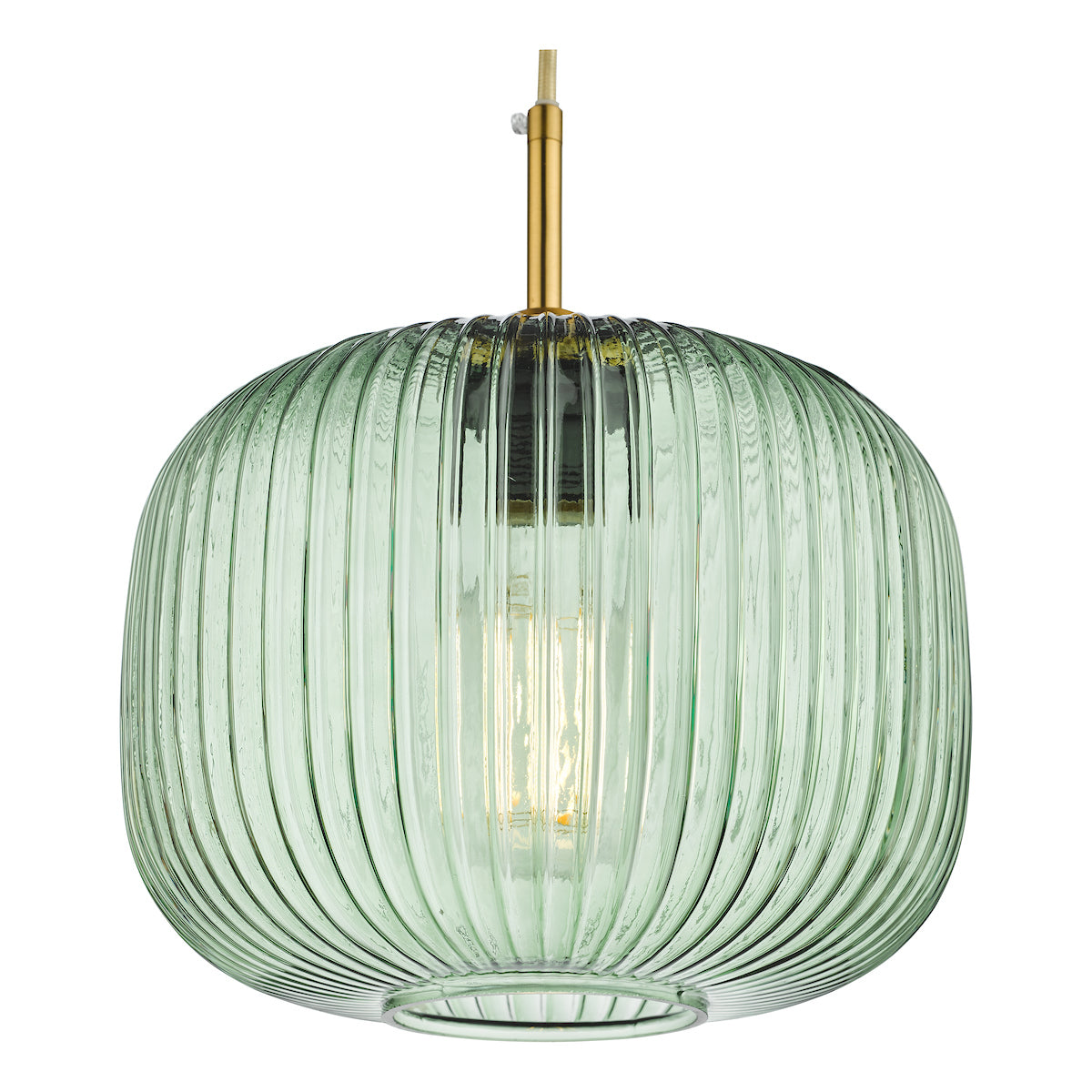 Demarius 1 Light Pendant Green Glass Bronze Detail<br>Green Ribbed Glass