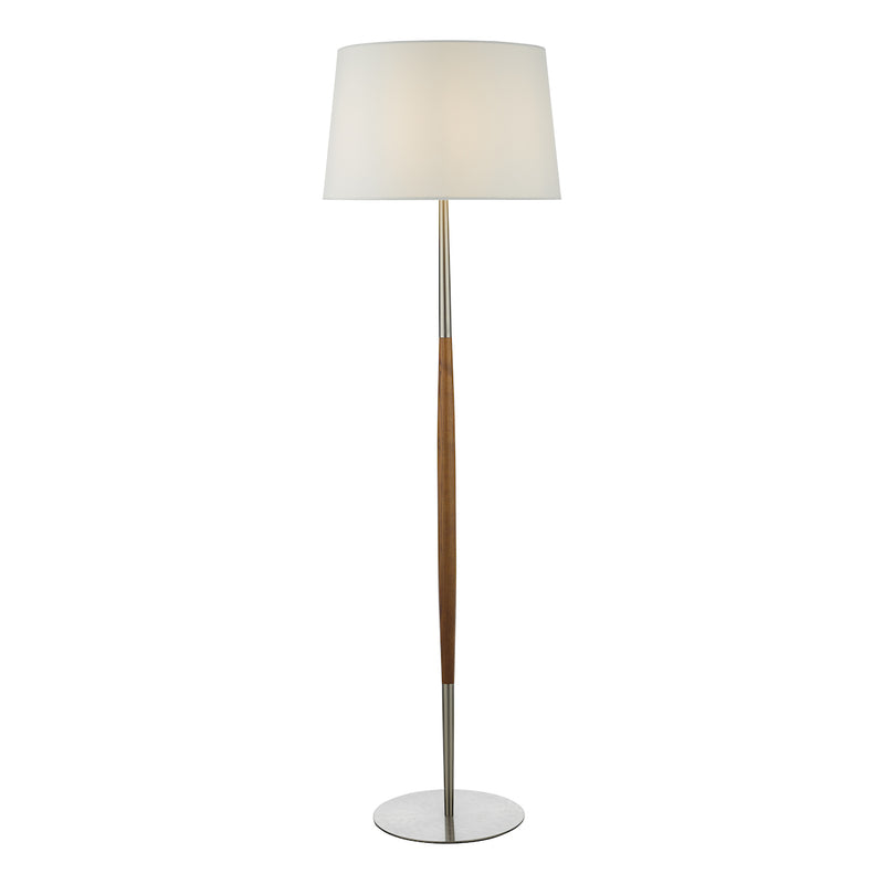 Detroit Floor Lamp Satin Nickel Walnut Detail Base Only<br>Satin Nickel