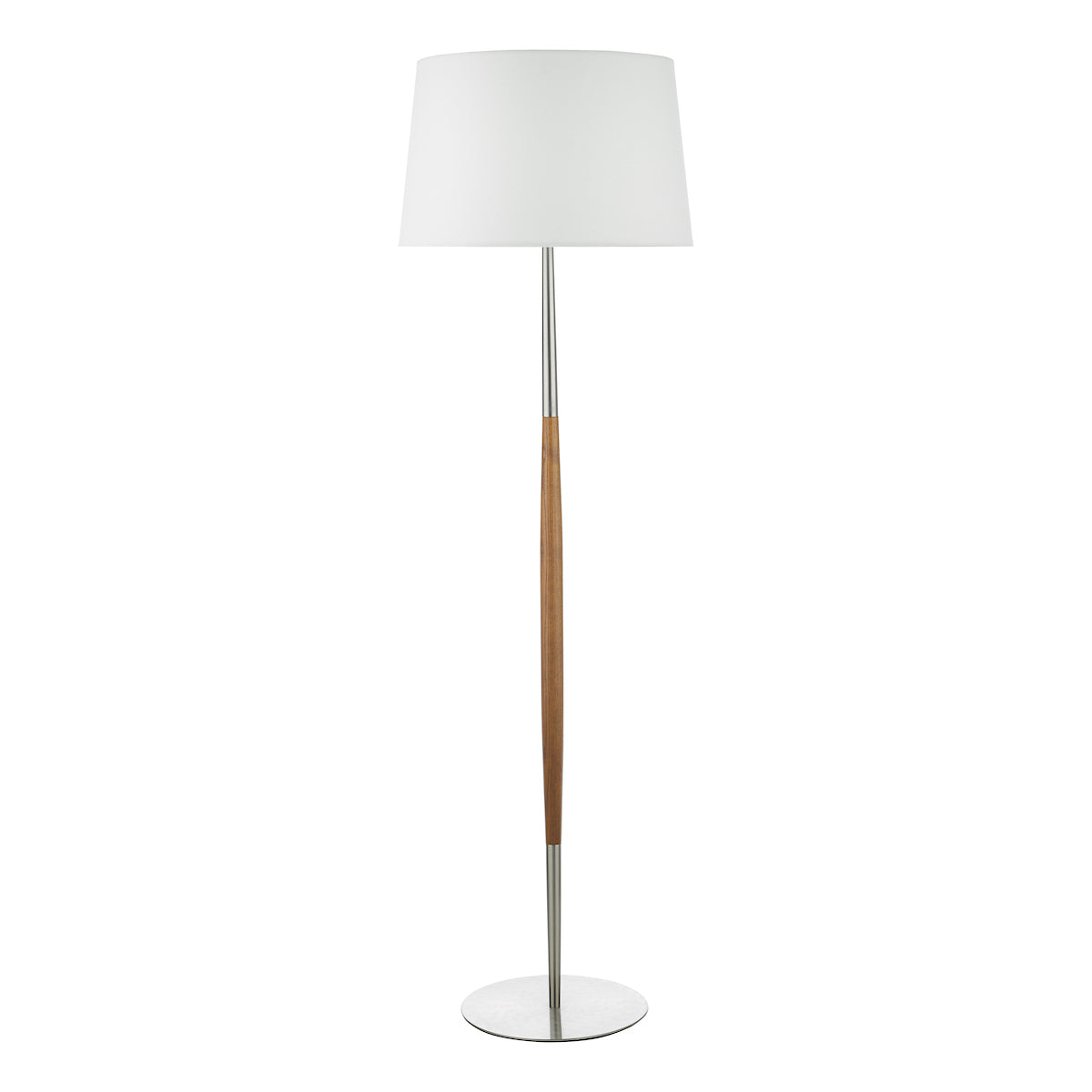 Detroit Floor Lamp Satin Nickel Walnut Detail Base Only<br>Satin Nickel