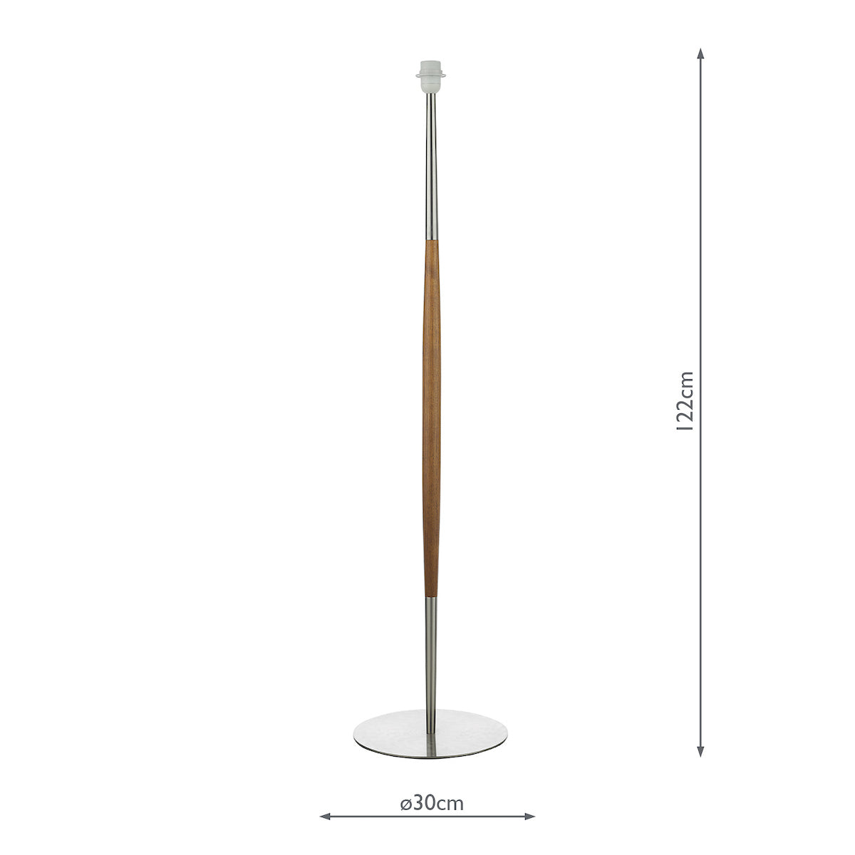 Detroit Floor Lamp Satin Nickel Walnut Detail Base Only<br>Satin Nickel