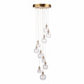 Dita 10 Light Cluster Pendant Brass & Glass<br>Brushed Brass