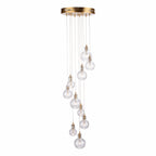 Dita 10 Light Cluster Pendant Brass & Glass<br>Brushed Brass