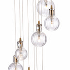 Dita 10 Light Cluster Pendant Brass & Glass<br>Brushed Brass