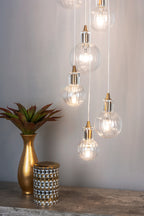 Dita 10 Light Cluster Pendant Brass & Glass<br>Brushed Brass