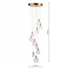 Dita 10 Light Cluster Pendant Brass & Glass<br>Brushed Brass