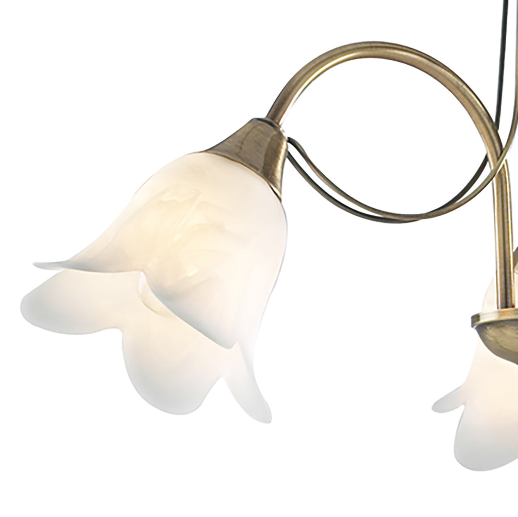 Doublet 3 Light Semi Flush Antique Brass complete with Alabaster Glass<br>Antique Brass