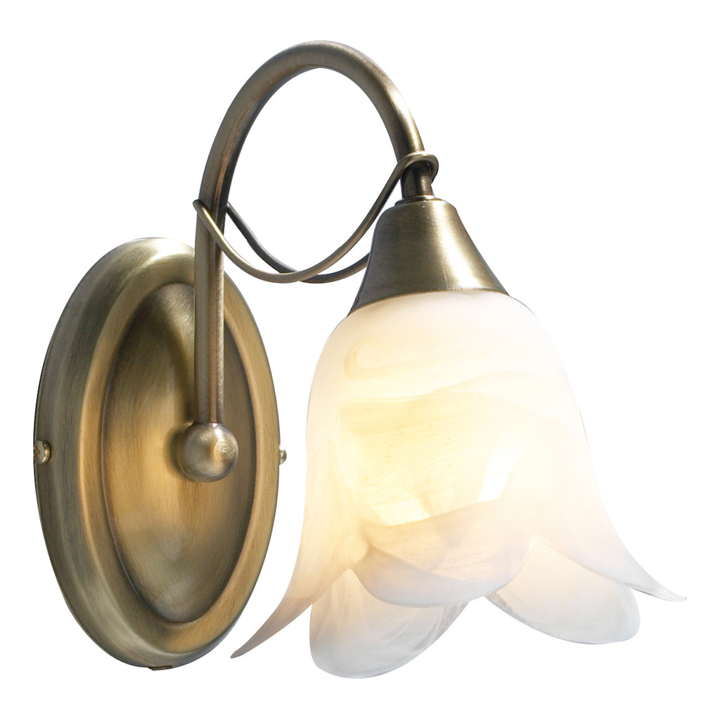 Doublet Wall Light Antique Brass Alabaster Glass<br>Antique Brass