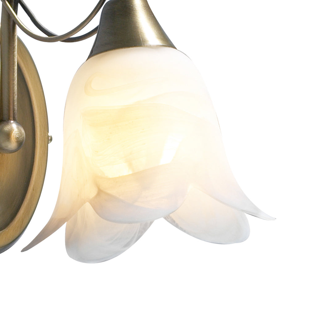 Doublet Wall Light Antique Brass Alabaster Glass<br>Antique Brass