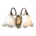 Doublet Double Wall Bracket Antique Brass complete with Alabaster Glass<br>Antique Brass