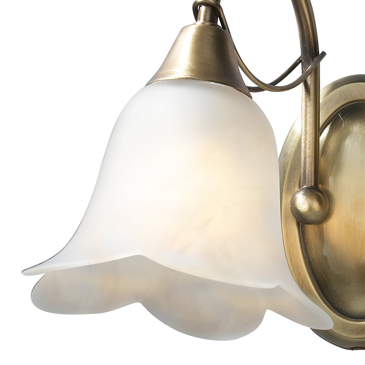 Doublet Double Wall Bracket Antique Brass complete with Alabaster Glass<br>Antique Brass