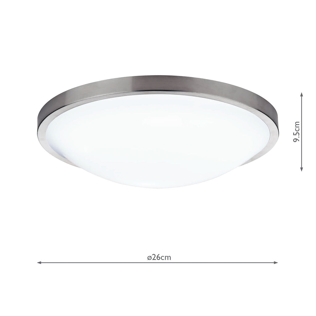 Dover Bathroom Flush Satin Chrome White Acrylic IP44 <br> Satin Chrome