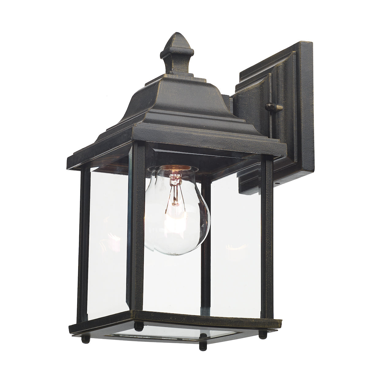 Doyle Outdoor Wall Light Black/Gold Glass IP44<br>Matt Black Gold