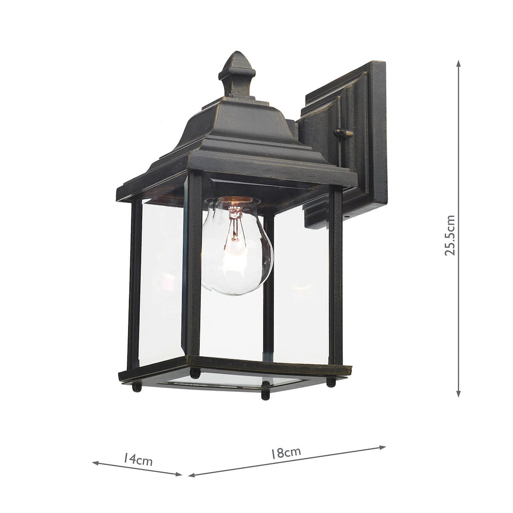 Doyle Outdoor Wall Light Black/Gold Glass IP44<br>Matt Black Gold