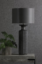 Dugan Table Lamp Black Volcanic Glaze Base Only<br>Black Volcanic Glaze
