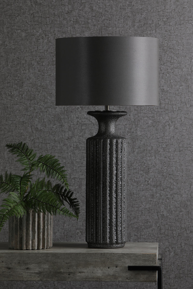 Dugan Table Lamp Black Volcanic Glaze Base Only<br>Black Volcanic Glaze