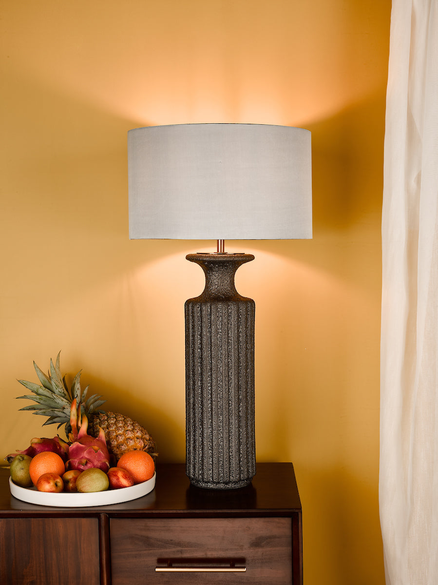 Dugan Table Lamp Black Volcanic Glaze Base Only<br>Black Volcanic Glaze