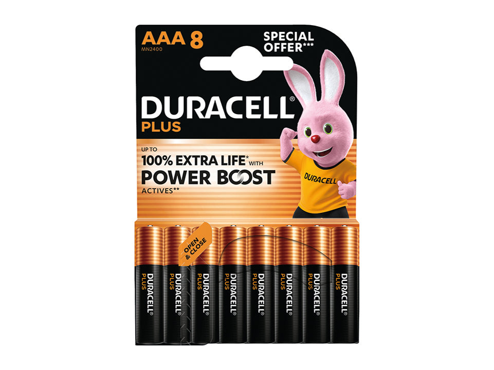 Duracell Power Boost Plus AAA Batteries 8 Pack