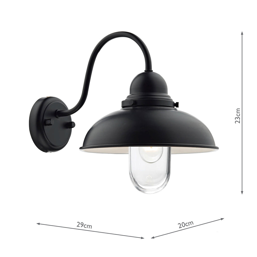 Dynamo Outdoor Wall Light Matt Black Glass IP44<br>Matt Black
