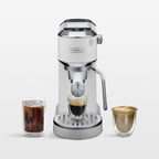 Delonghi EC890WI Dedica Duo Espresso Machine with Advanced Milk Steam Wand & Cold Brew Option in White