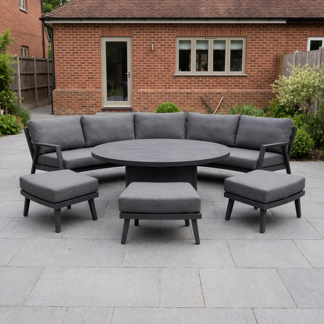 Nova Curved Sofa Set with Oval Rising Table - Grey