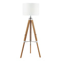 Easel Tripod Floor Lamp Light Wood Polished Chrome Base Only<br>Light Wood
