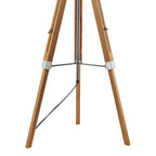 Easel Tripod Floor Lamp Light Wood Polished Chrome Base Only<br>Light Wood