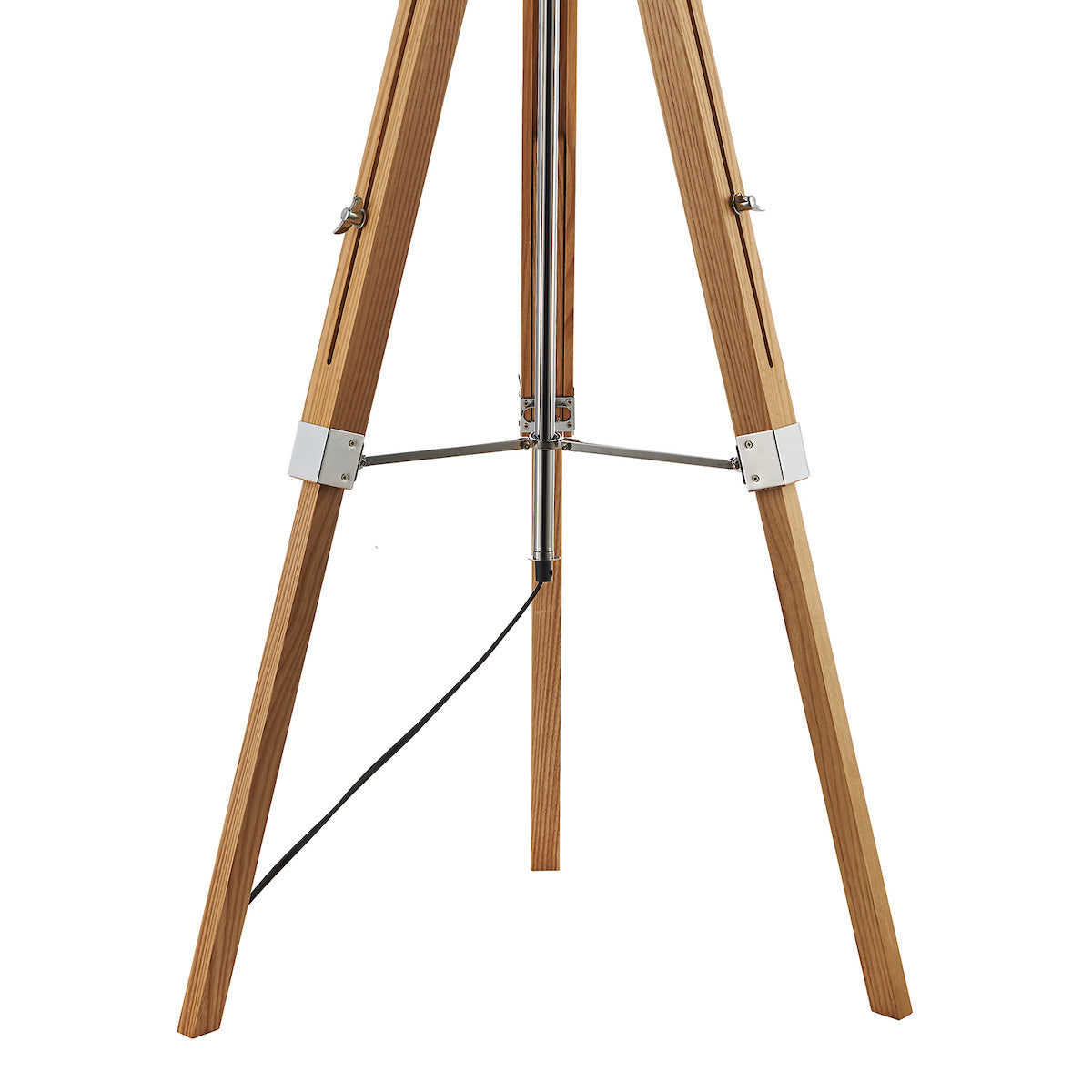 Easel Tripod Floor Lamp Light Wood Polished Chrome Base Only<br>Light Wood