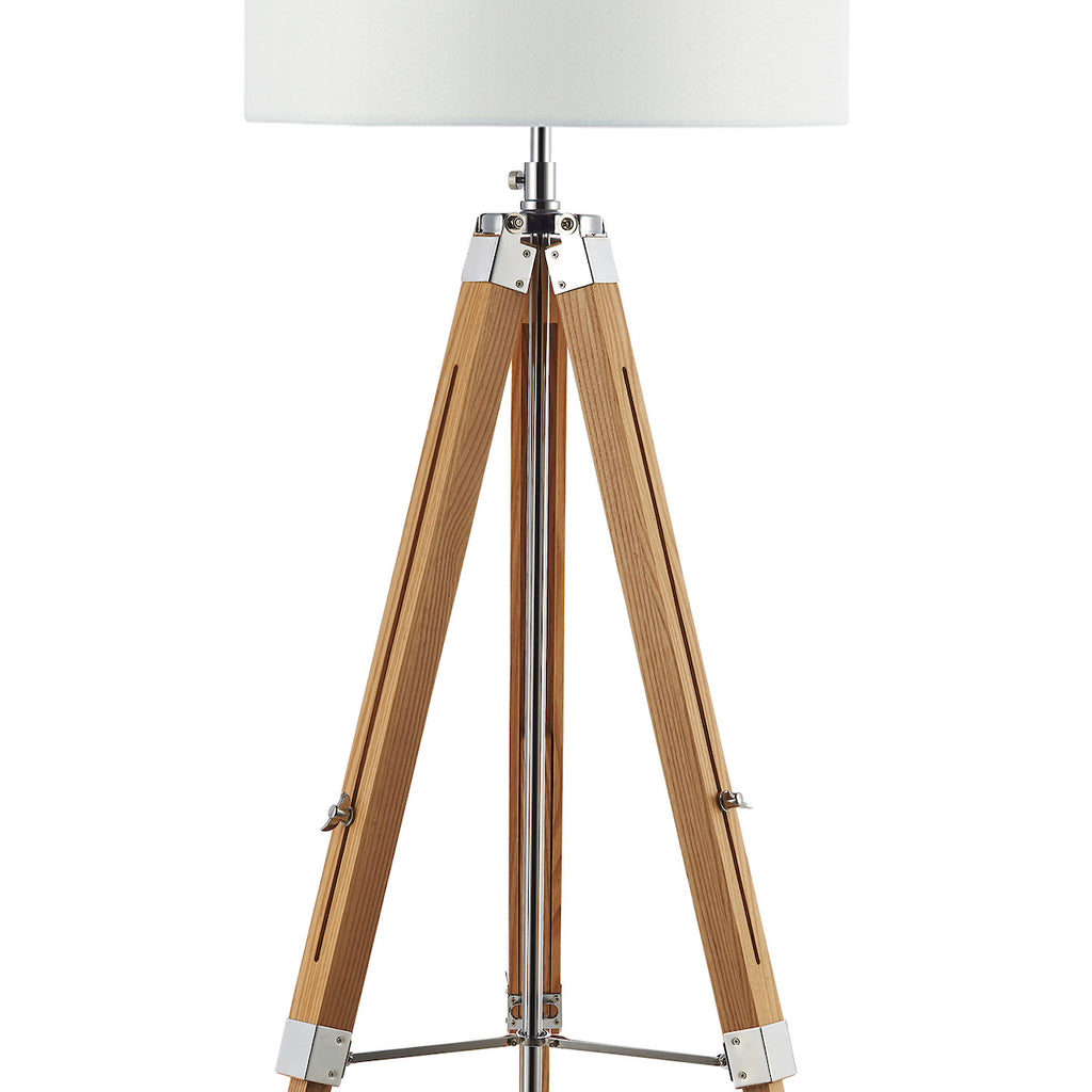 Easel Tripod Floor Lamp Light Wood Polished Chrome Base Only<br>Light Wood