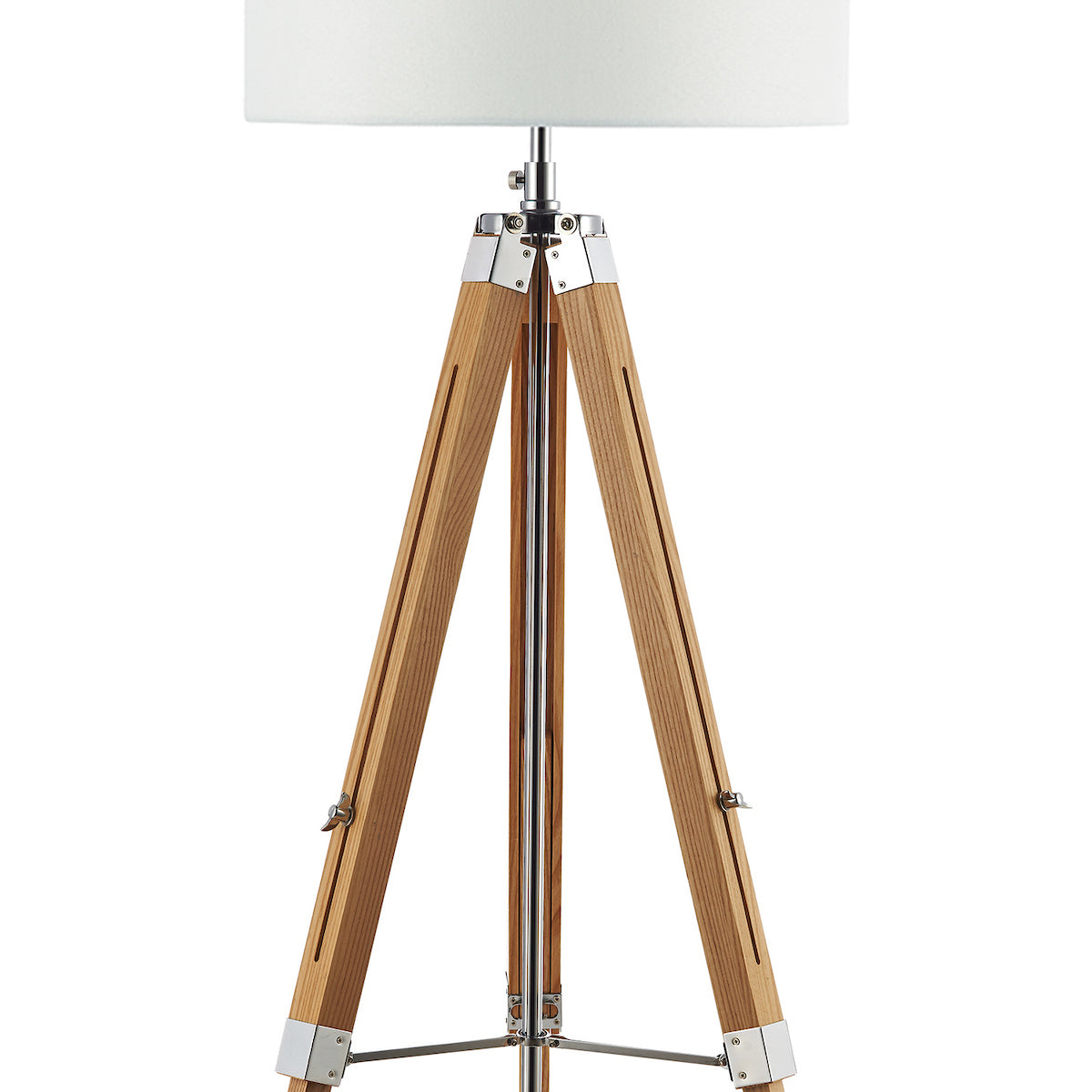 Easel Tripod Floor Lamp Light Wood Polished Chrome Base Only<br>Light Wood