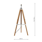Easel Tripod Floor Lamp Light Wood Polished Chrome Base Only<br>Light Wood