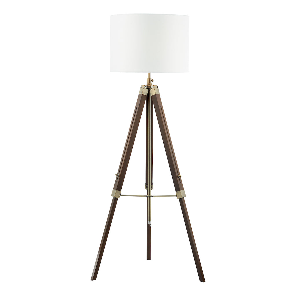 Easel Tripod Floor Lamp Dark Wood Antique Brass Base Only<br>Dark Wood