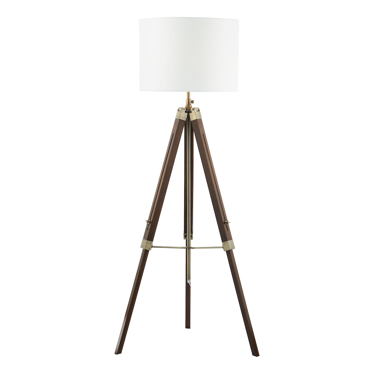 Easel Tripod Floor Lamp Dark Wood Antique Brass Base Only<br>Dark Wood