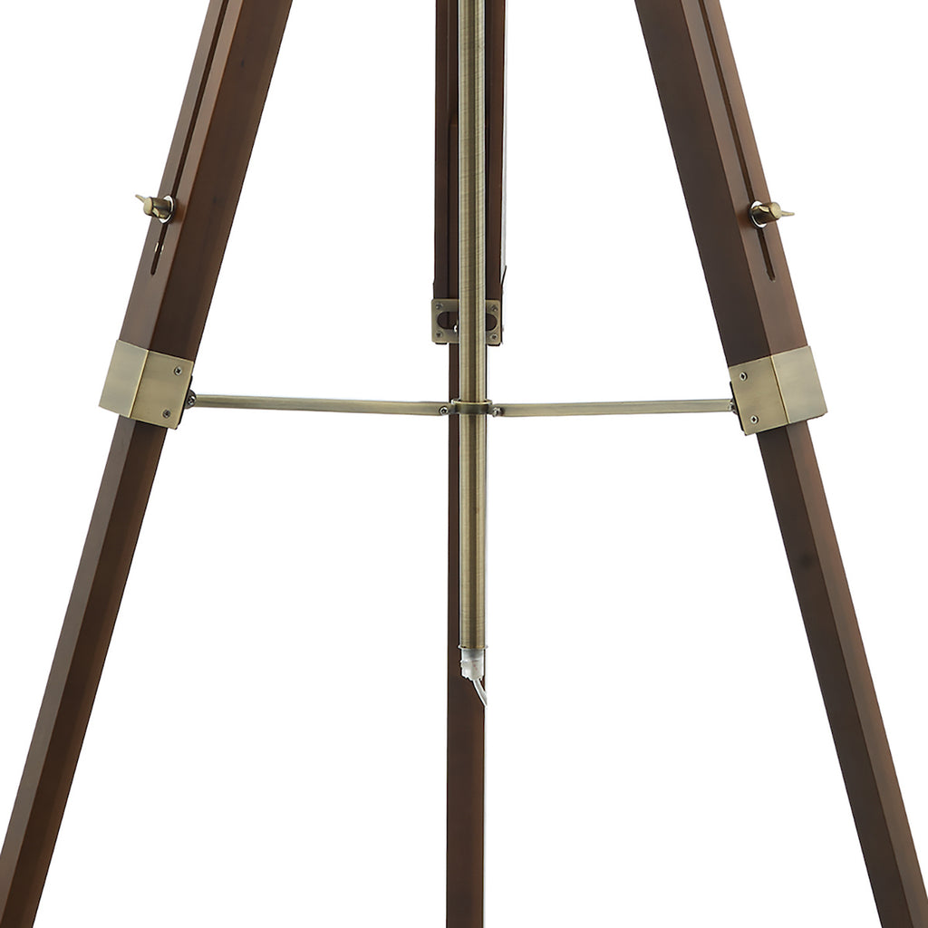 Easel Tripod Floor Lamp Dark Wood Antique Brass Base Only<br>Dark Wood