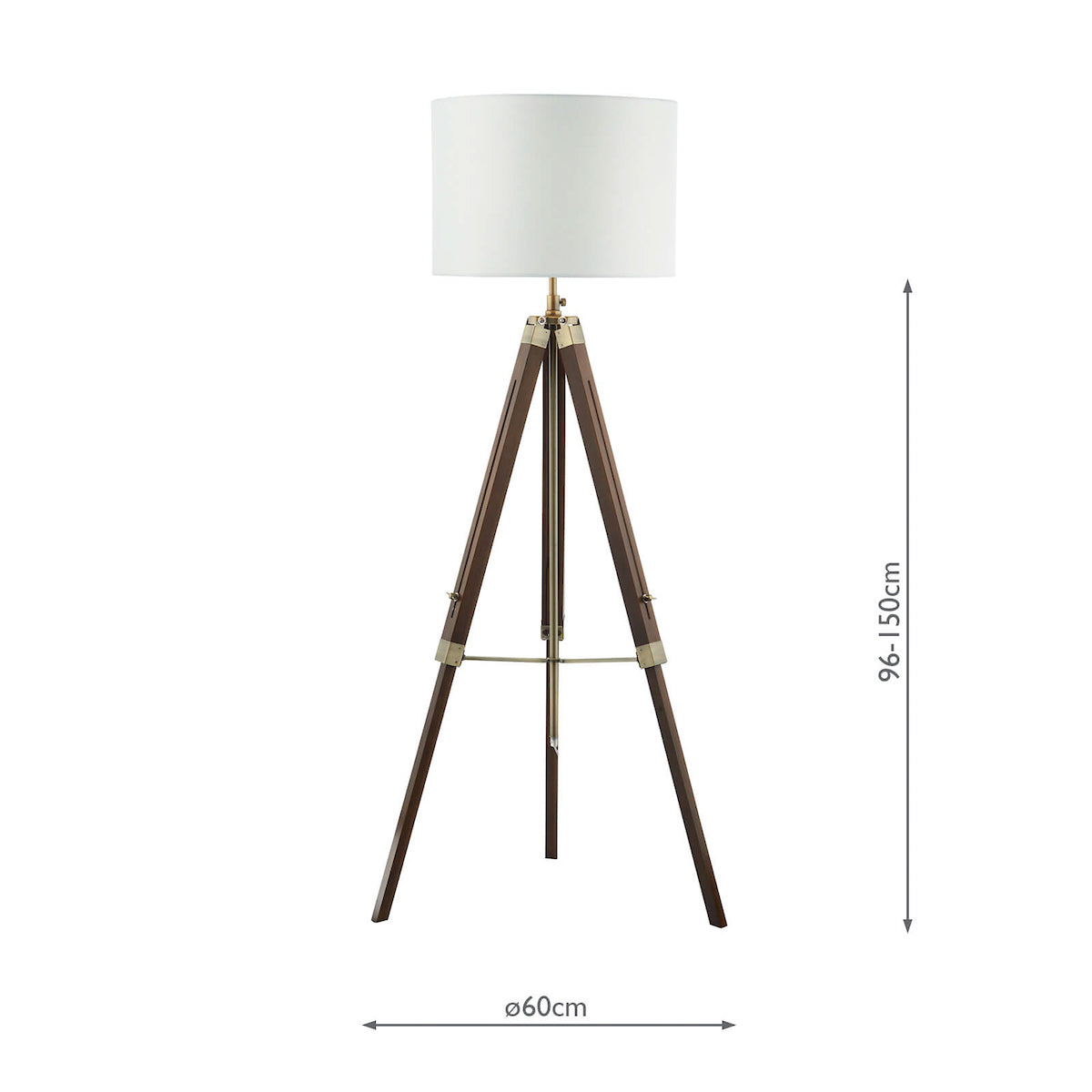 Easel Tripod Floor Lamp Dark Wood Antique Brass Base Only<br>Dark Wood