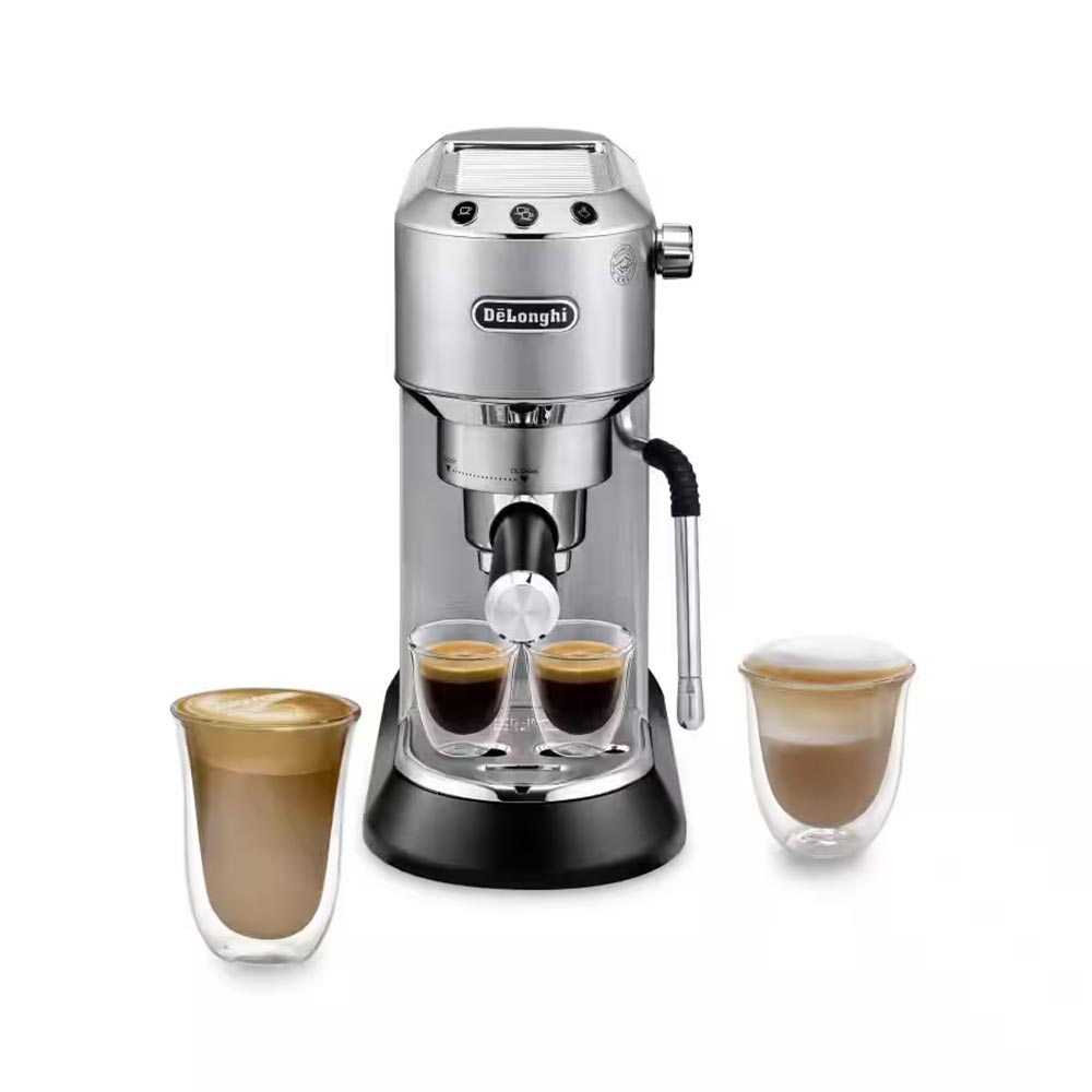 DeLonghi EC885.M Dedica Arte Manual Espresso Coffee Maker with Milk Frothing Function - Silver Stainless Steel