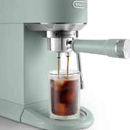 Delonghi EC890GR Dedica Duo Espresso Machine with Advanced Milk Steam Wand & Cold Brew Option in Green