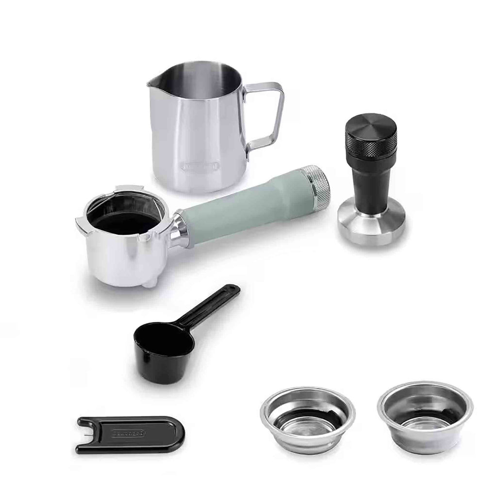 Delonghi EC890GR Dedica Duo Espresso Machine with Advanced Milk Steam Wand & Cold Brew Option in Green