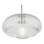 Edmond 1 Light Single Pendant Polished Chrome Ribbed Glass<br>Ribbed Glass