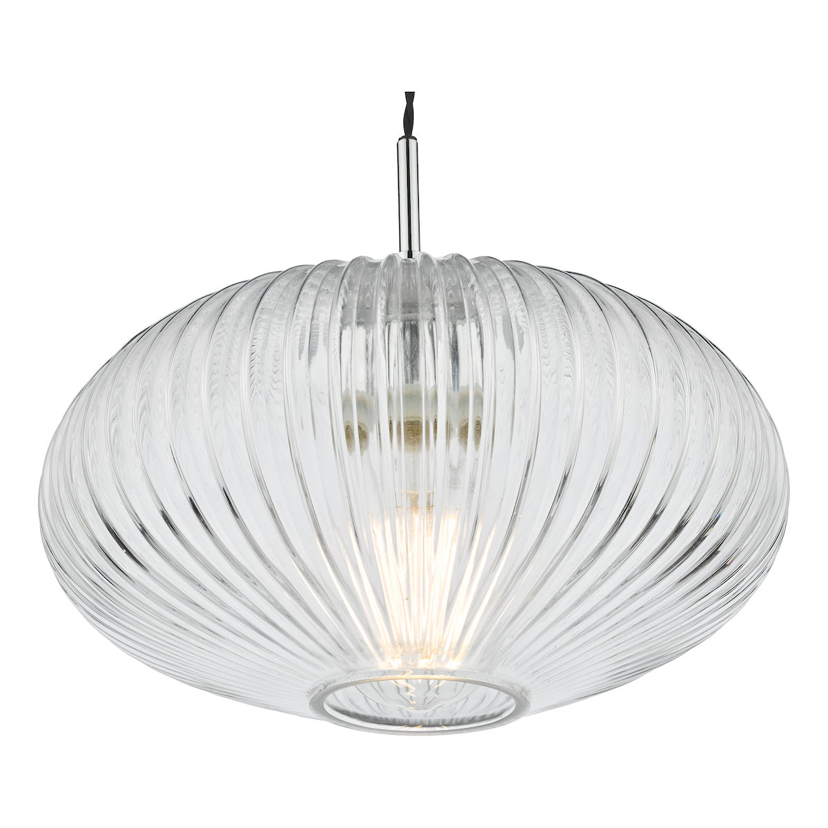 Edmond 1 Light Single Pendant Polished Chrome Ribbed Glass<br>Ribbed Glass
