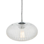 Edmond 1 Light Single Pendant Polished Chrome Ribbed Glass<br>Ribbed Glass