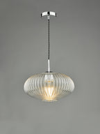 Edmond 1 Light Single Pendant Polished Chrome Ribbed Glass<br>Ribbed Glass