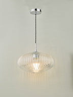 Edmond 1 Light Single Pendant Polished Chrome Ribbed Glass<br>Ribbed Glass