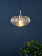 Edmond 1 Light Single Pendant Polished Chrome Ribbed Glass<br>Ribbed Glass