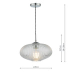Edmond 1 Light Single Pendant Polished Chrome Ribbed Glass<br>Ribbed Glass